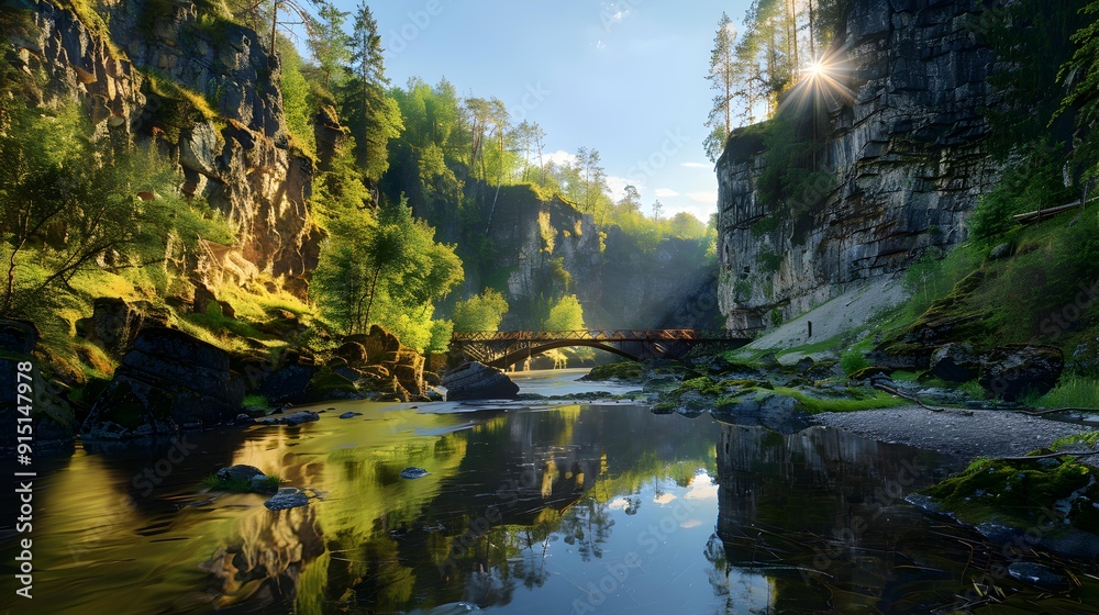 The zhivopisnaya river flows through the park canyon The zhivopisnaya river flows through the park canyon