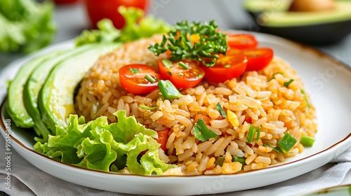 Rice a portion of brown rice with vegetables