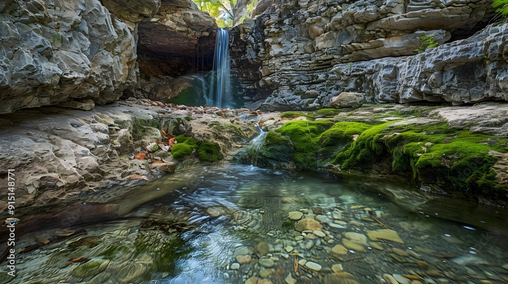 Tree Spring Rocks Rock spring water emerges from a crack Stock Illustration | Adobe Stock