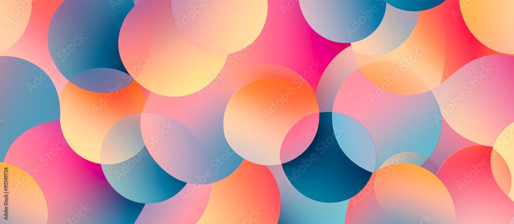 Colorful circles and shapes dance in an abstract seamless pattern. Colorful circles and shapes dance in an abstract seamless pattern.
