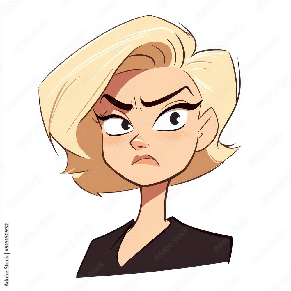 Creative cartoon depiction of a 3yearold Brazilian woman with blonde hair, showcasing a thoughtful expression against a white backdrop. Creative cartoon depiction of a 3yearold Brazilian woman with blonde hair, showcasing a thoughtful expression against a white backdrop.
