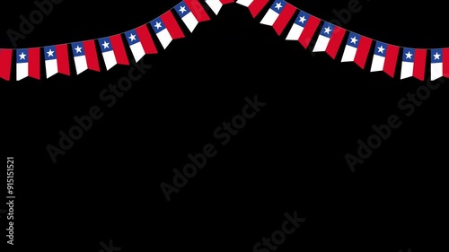 Two Fiestas Patrias Chile Pennants banderines chilean flag waving photo