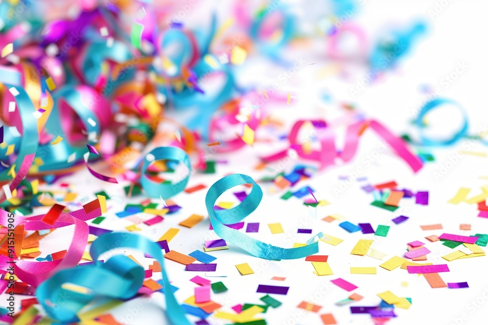 Confetti And Streamers. Abstract Colorful Carnival Celebration on Beautiful Art Background Confetti And Streamers. Abstract Colorful Carnival Celebration on Beautiful Art Background