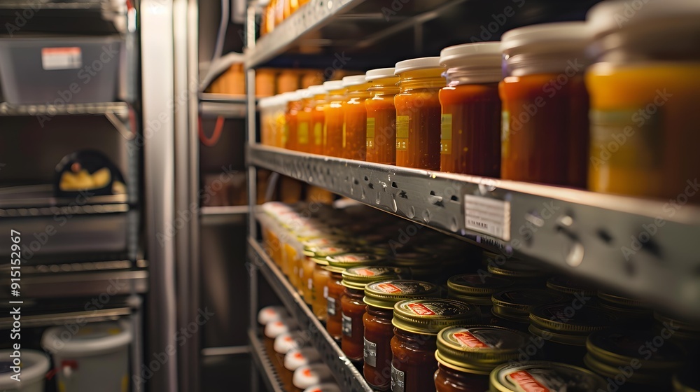 The sauces are placed in containers and flash The sauces are placed in containers and flash
