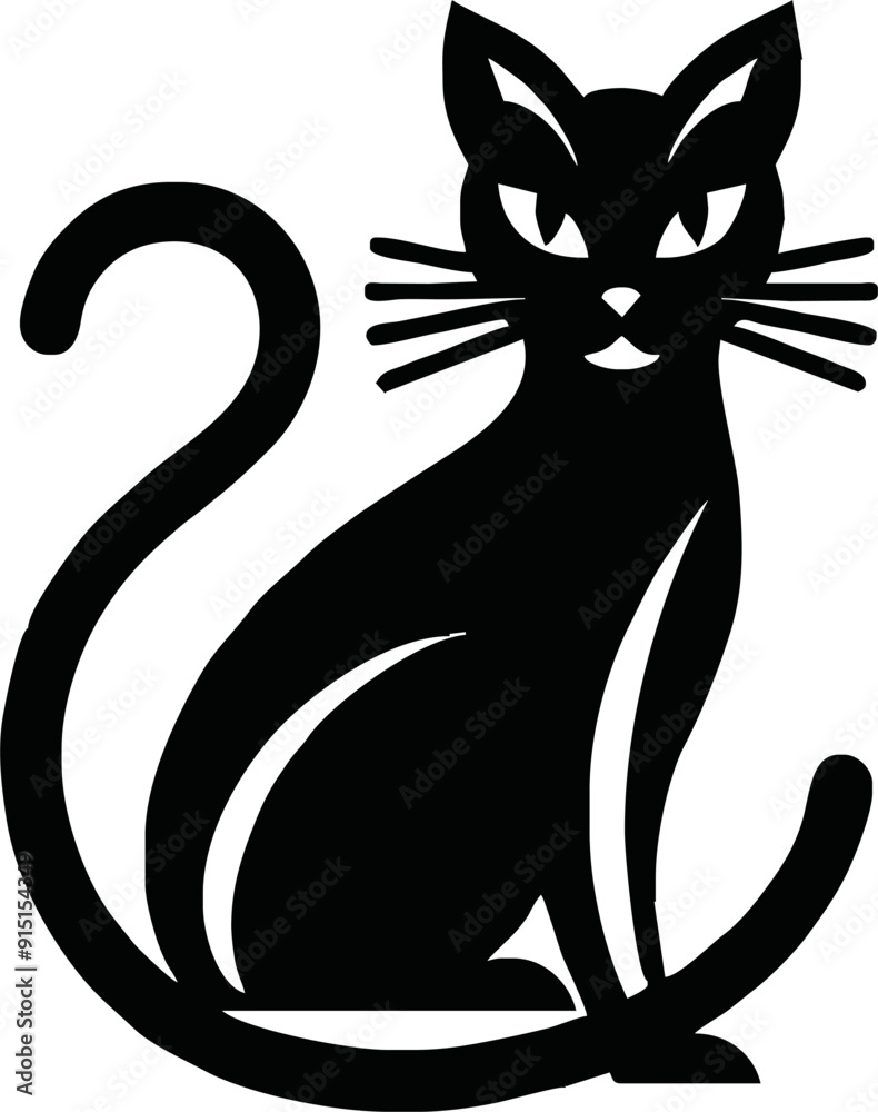 Naklejka premium Cat Icon silhouette vector isolated on a white background
