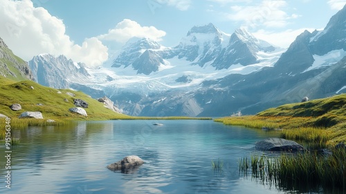 Mountain lake in Kleine Scheidegg, Switzerland photo