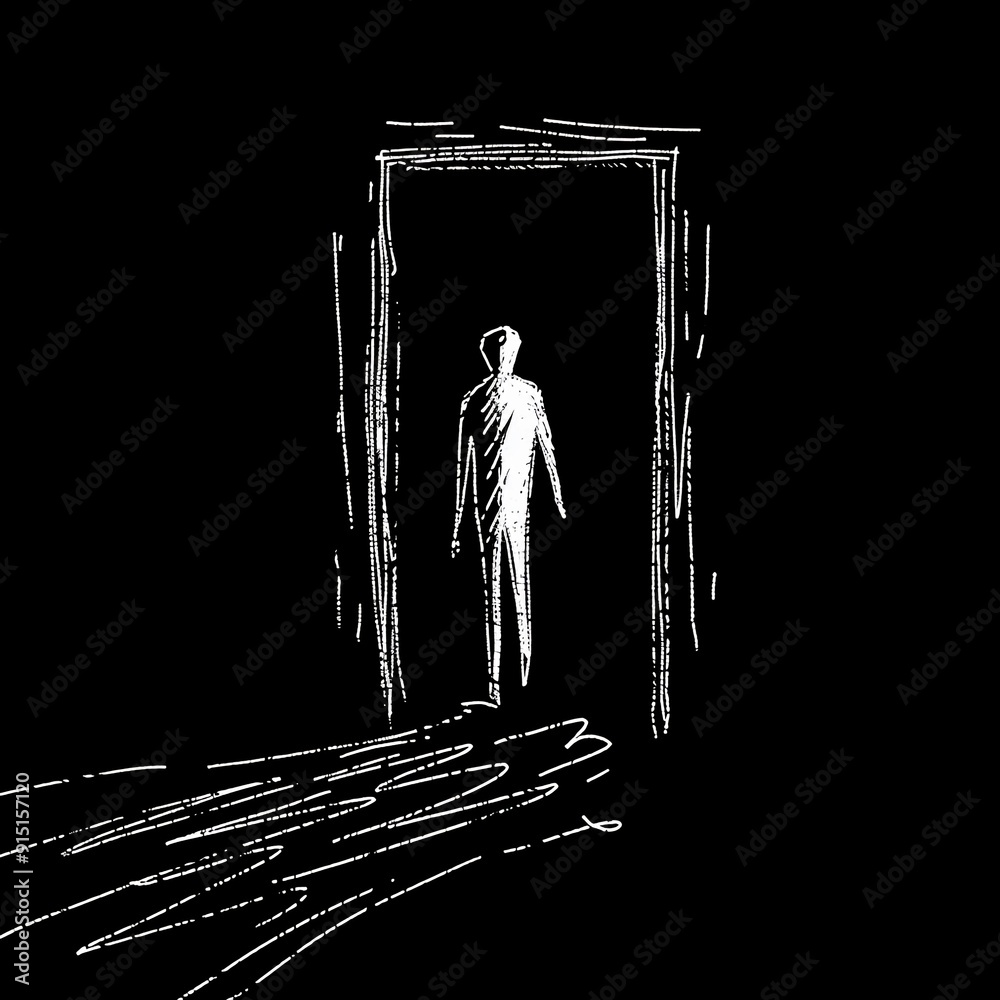 Φωτογραφία Clip Art of a Doodle of a Person Standing in a Doorway