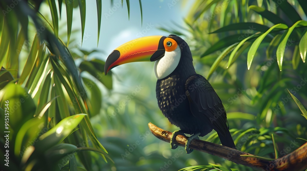 Obraz premium A toucan with a bright yellow and black