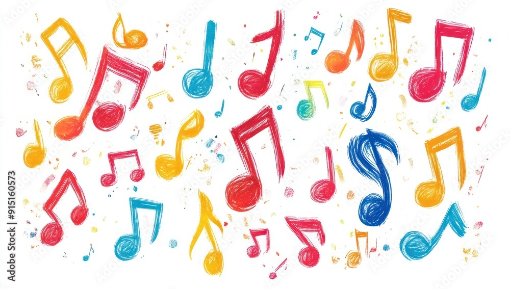 Colorful Music Notes on a White Background Colorful Music Notes on a White Background