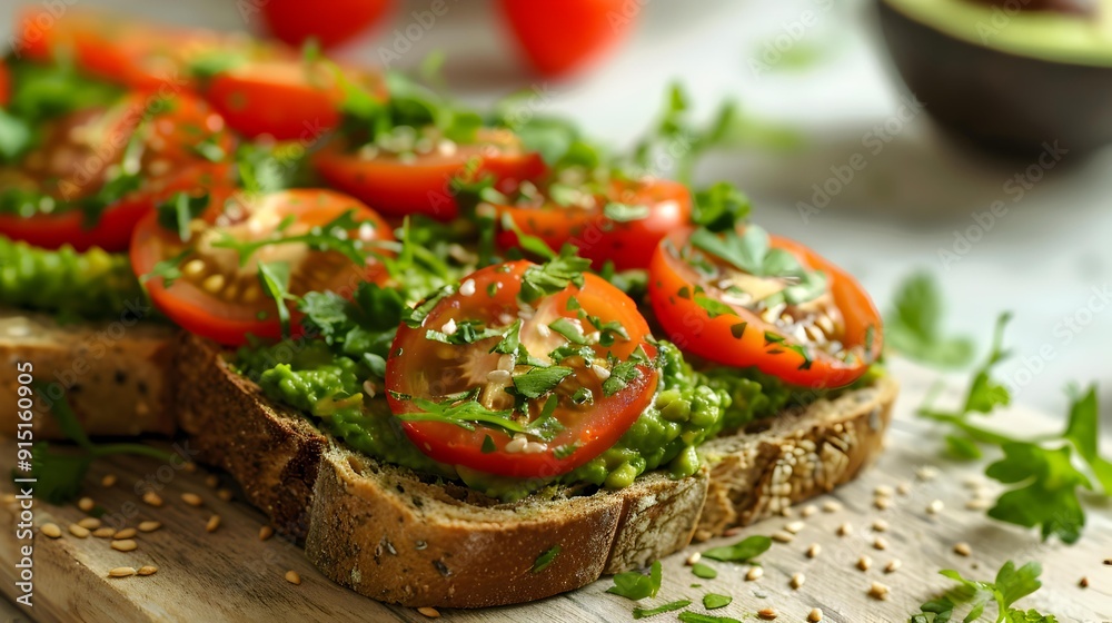 Spinach slice of whole grain bread with avocado Spinach slice of whole grain bread with avocado