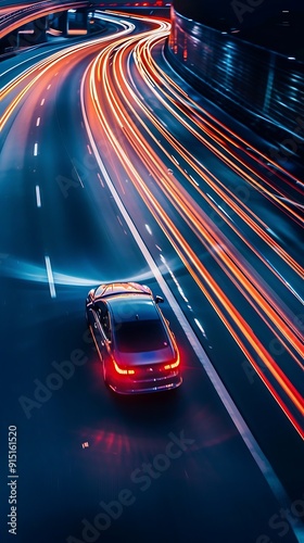 Wallpaper Mural Car on the road with motion blur background Torontodigital.ca