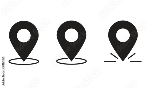 Map pin icons set. Location, place marker, marker pointer, GPS collection. isolated on transparent background. EPS 10