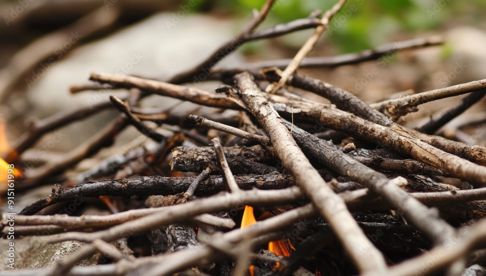 Close-Up of a Burning Firewood Pile Close-Up of a Burning Firewood Pile