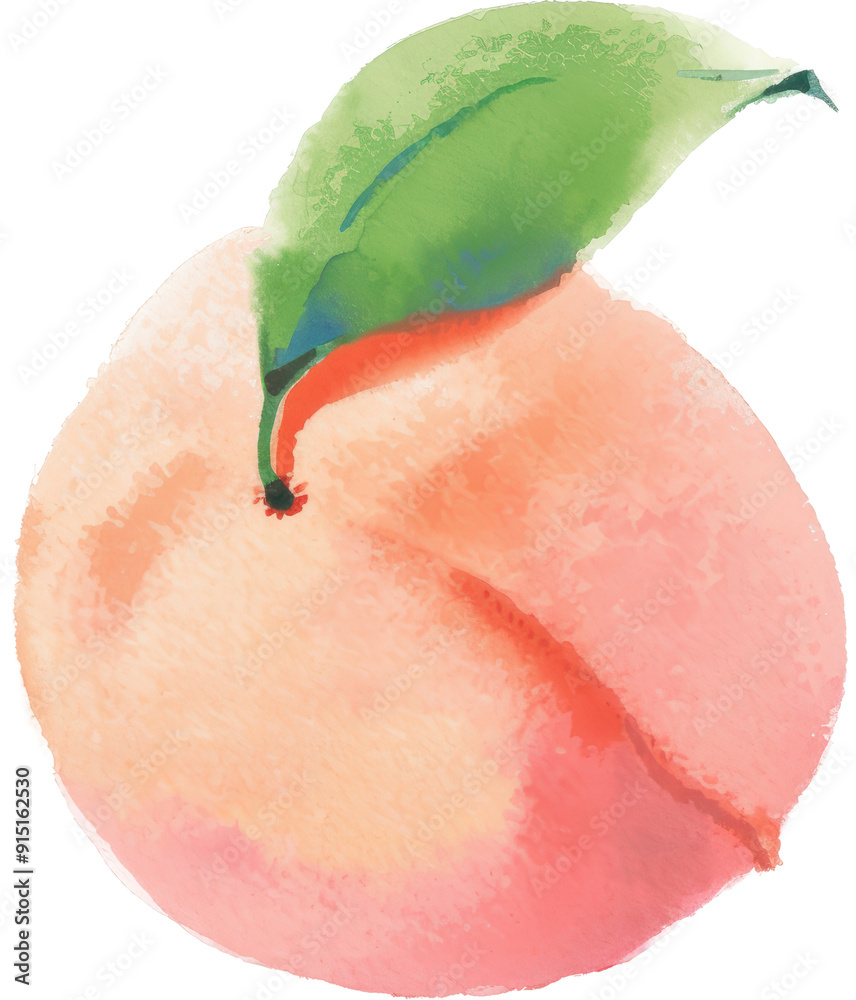 Fototapeta premium Juicy peach with leaf