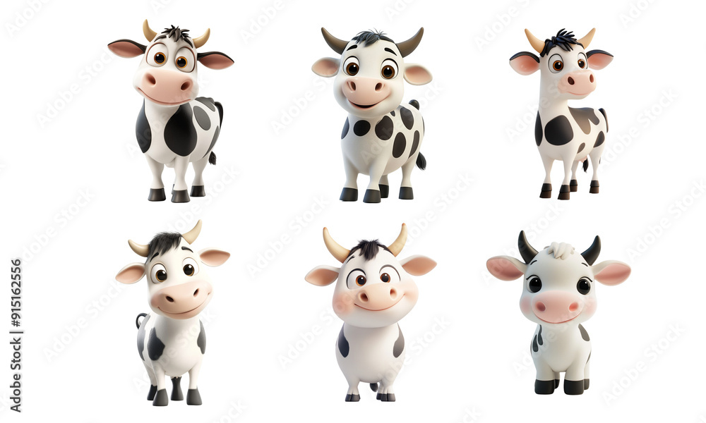 3d cartoon cow character, white background i