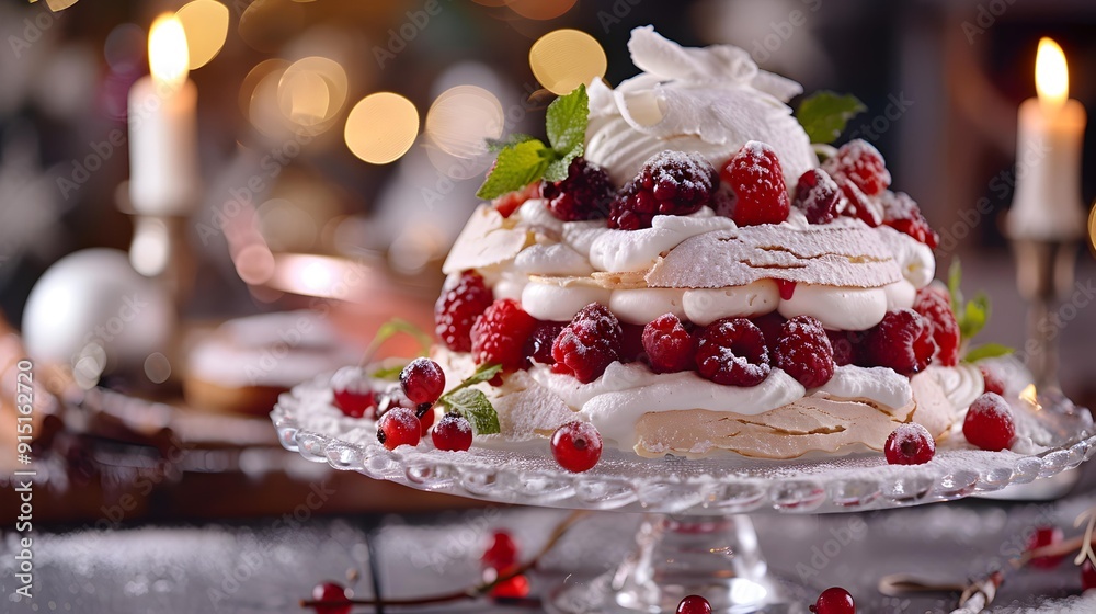 Cake made in the form of layered meringue Cake made in the form of layered meringue