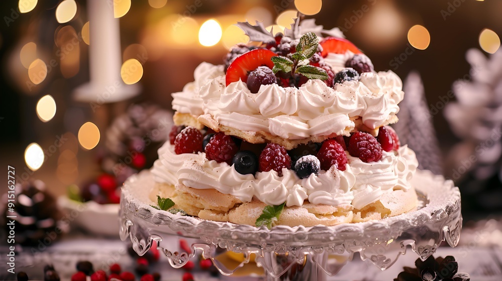 Cake made in the form of layered meringue Cake made in the form of layered meringue