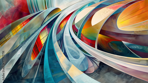 Abstract 3D fluid wave art in pastel and vibrant hues, representing movement and flow in a dynamic composition. photo