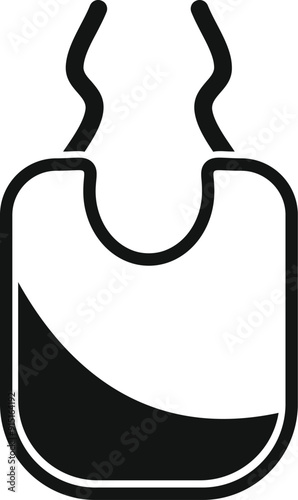 Simple black and white icon of a baby bib, perfect for representing mealtime for infants and toddlers