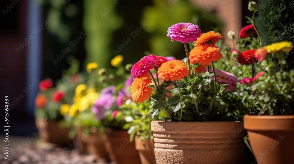Vibrant Flowers in Clay Pots Vibrant Flowers in Clay Pots