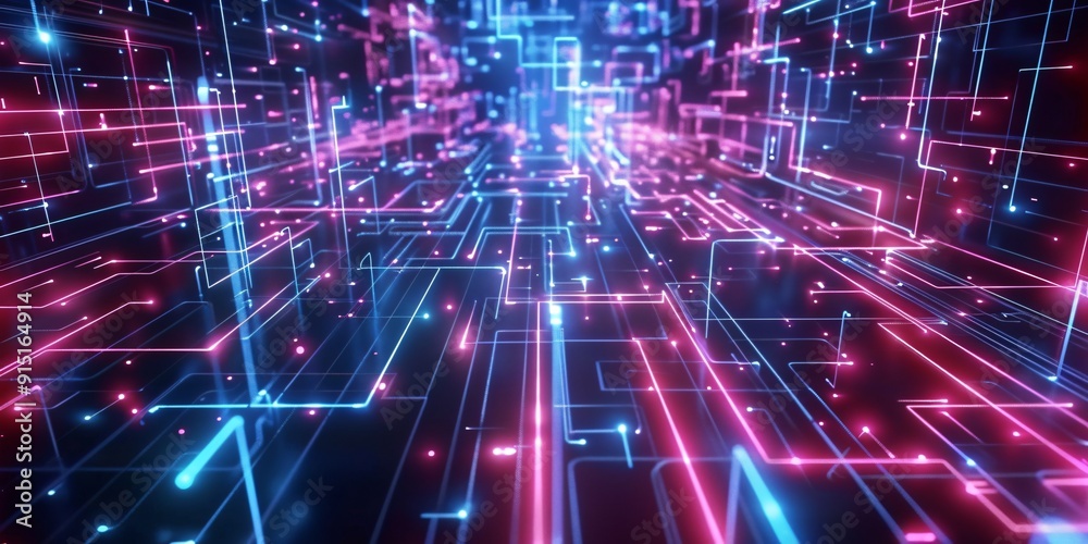 Fototapeta premium abstract technology background with glowing particles.