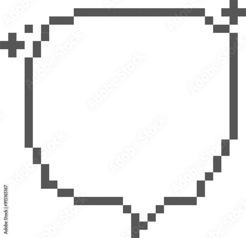 8bit retro game pixel art speech bubble balloon icon sticker memo keyword planner text box banner, flat png isolated transparent element design