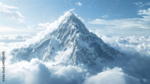 A majestic mountain peak surrounded by clouds.