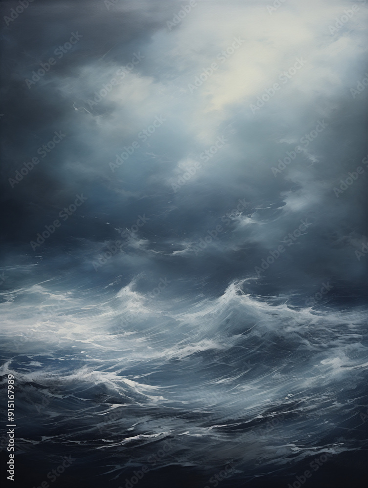 Dramatic Stormy Ocean with Dark Clouds and Rough Waves Dramatic Stormy Ocean with Dark Clouds and Rough Waves