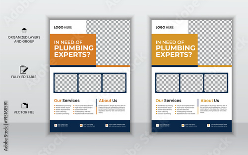 Professional plumbing service flyer design.