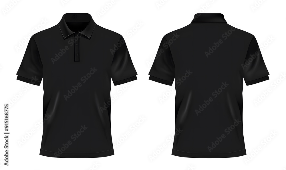 Black Polo shirt, clothes on background isolated white background design Black Polo shirt, clothes on background isolated white background design