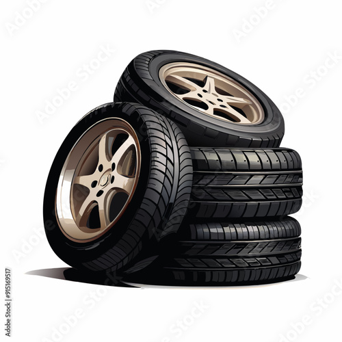 Realistic Complete Set Of Car Wheels (8)