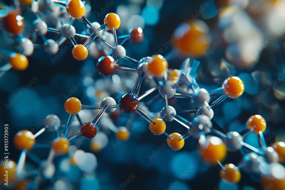 Close-up of block copolymer structure with distinct alternating polymer blocks, showing molecular arrangement. High-resolution, detailed textures, crisp focus Close-up of block copolymer structure with distinct alternating polymer blocks, showing molecular arrangement. High-resolution, detailed textures, crisp focus