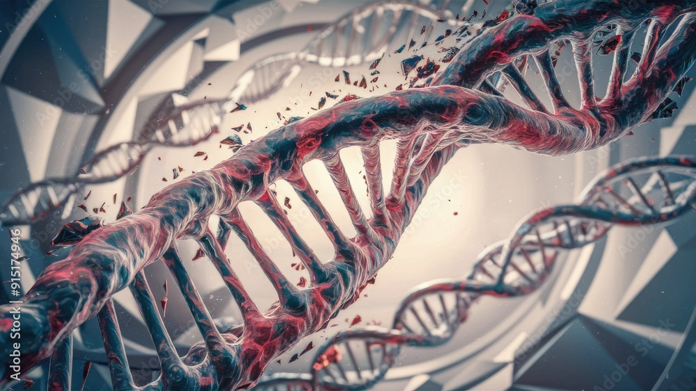 Abstract 3D Render of DNA Structure with Creative Background Abstract 3D Render of DNA Structure with Creative Background