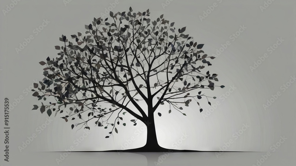 Black Tree on a White Background