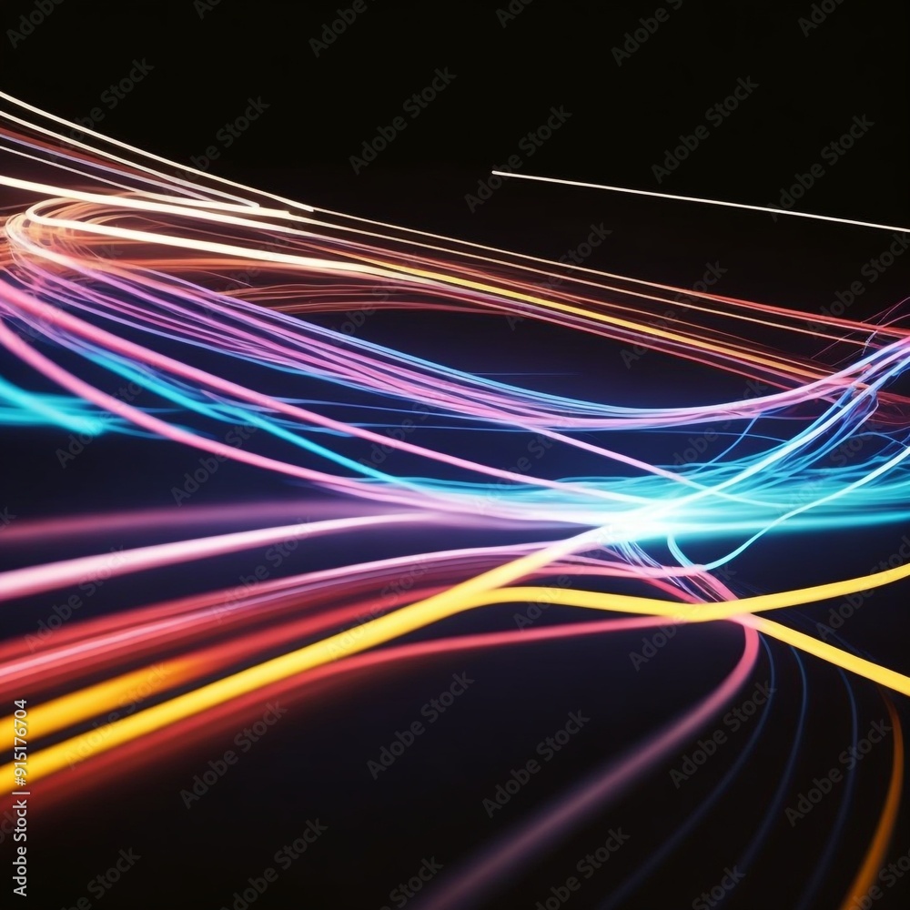 Colorful light trails with motion effect. Illustration high speed light effect on black background Colorful light trails with motion effect. Illustration high speed light effect on black background