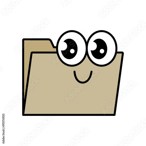 Brown folder file cartoon eyes character illustration
