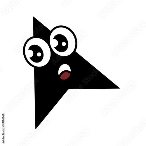 Black cursor cartoon eyes character illustration