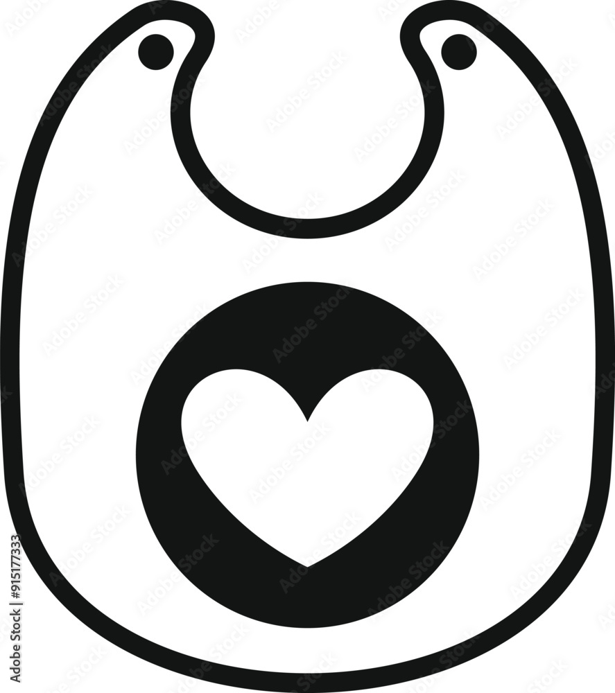 Baby bib icon representing the concept of infancy, mealtime, and caring for a newborn Baby bib icon representing the concept of infancy, mealtime, and caring for a newborn