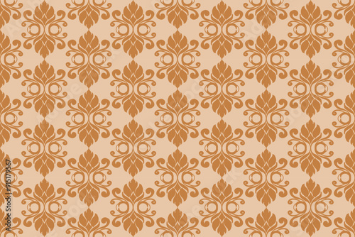 Seamless  brown decorative wallpaper pattern.Seamless floral ornament on background.