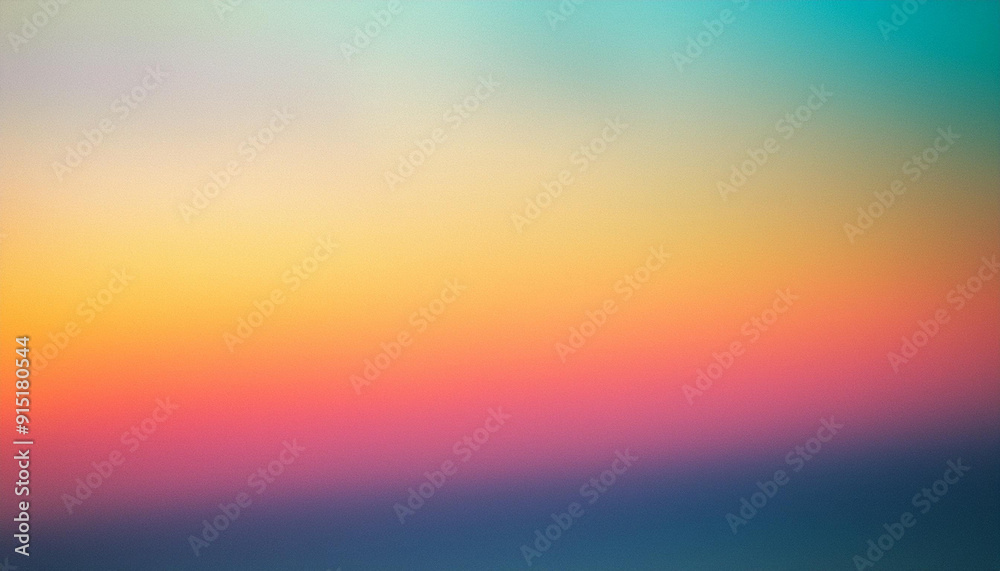 Vibrant Gradient Blur. Soft Blend of Teal, Yellow, and Red Hues Fading into a Tranquil, Dreamlike Abstract Background. Textured Banner With Copy Space