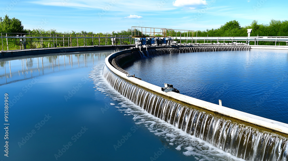 Circular Water Treatment Basin with Overflow Weir Circular Water Treatment Basin with Overflow Weir