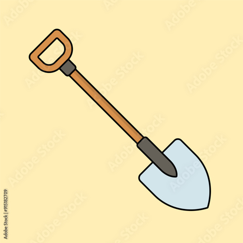 Shovel Illustration Isolated on Ivory White Background