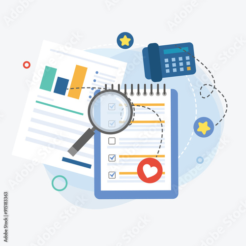 Flat design Auditing and business analysis concept auditing tax process