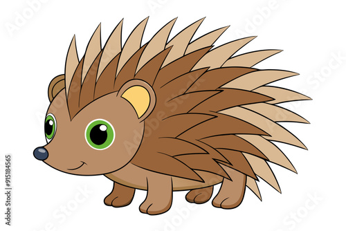 Cute Porcupine with Raised Quills Vector Illustration Cartoon Animal Clipart