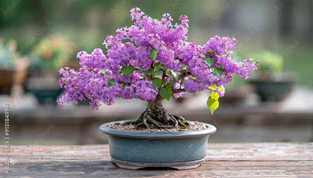 A style Bonsai with the delicate foliage of a tree, set against a plain background A style Bonsai with the delicate foliage of a tree, set against a plain background