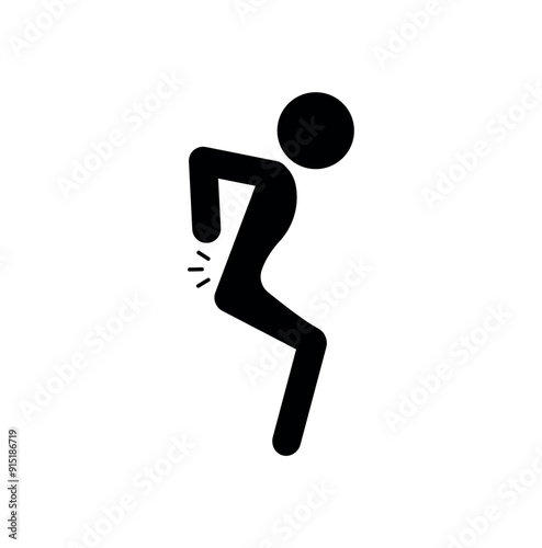 back pain icon drawn with simple details