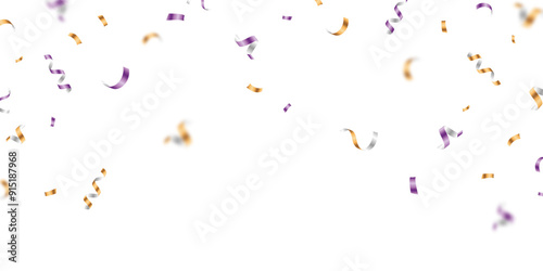 confetti background Stunning purple and gold confetti that zigzag down for the celebration. Festive decoration vector illustration