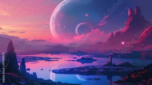 A Fantasy Landscape with Two Moons