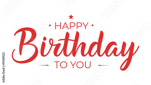 Happy Birthday Red Lettering Text Banner, Vector Illustration