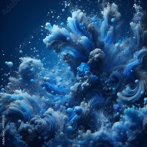 Abstract blue background with powder water colour. Dynamic waves. vector illustration.